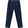 Velvet Ribbed Treggings, Dark Navy - Leggings - 1 - thumbnail