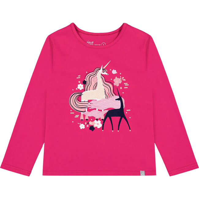 Unicorn Print Long Sleeve T-Shirt, Purple Pink