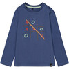 Tic-Tac-Toe Print Jersey T-Shirt, Indigo Blue - T-Shirts - 1 - thumbnail