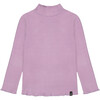 Super Soft Brushed Rib Mock Neck Top, Lilac - T-Shirts - 1 - thumbnail