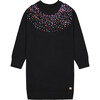 Round-The-Neck Sequins Knit Dress, Black - Dresses - 1 - thumbnail