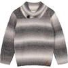 Ribbed Collar Oversized Sweater, Grey Gradient - Sweaters - 1 - thumbnail