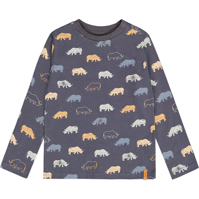 Rhinoceros Print Jersey T-Shirt, Ebony Grey