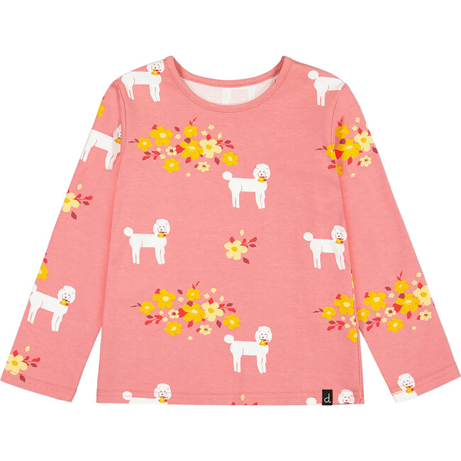 Poodle Print Long Sleeve T-Shirt, Pink