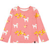 Poodle Print Long Sleeve T-Shirt, Pink - T-Shirts - 1 - thumbnail
