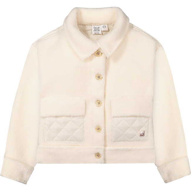 Quilted Pocket Sherpa Jacket, Off-White