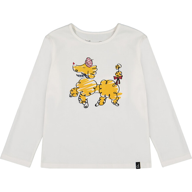 Poodle Print Long Sleeve T-Shirt, Off-White
