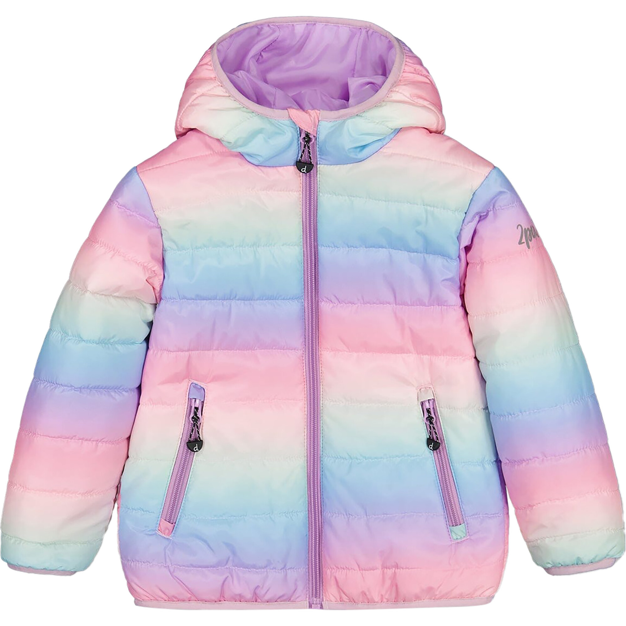 Lola + The Boys Rainbow Sequin Hooded Puffer