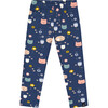 Sleepy Cats Print Leggings, Navy - Leggings - 1 - thumbnail