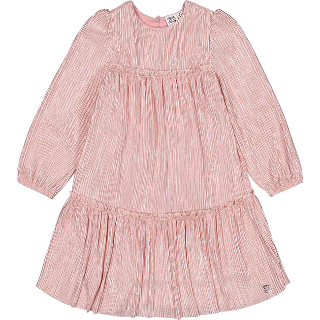 Pleated Lame Fabric Loose Dress, Sparkling Rose