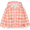 Plaid Sherpa Full Zip Hooded Jacket, Salmon Pink - Jackets - 1 - thumbnail