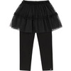 Leggings With Tulle Skirt, Black - Leggings - 1 - thumbnail