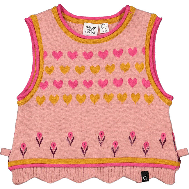 Knit Jacquard Vest, Powder Pink