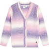 Knit Cable Long Cardigan, Lavender Gradient - Cardigans - 1 - thumbnail