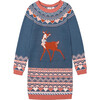 Icelandic Knit Dress, Teal Blue - Dresses - 1 - thumbnail