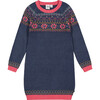 Icelandic Knit Denim Dress, Blue - Dresses - 1 - thumbnail