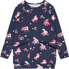 Flowery Unicorn Print Long Sleeve Jersey Tunic, Navy - Tunics - 1 - thumbnail