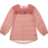 Floral Print Long Sleeve Woven Blouse, Dusty Mauve - Blouses - 1 - thumbnail