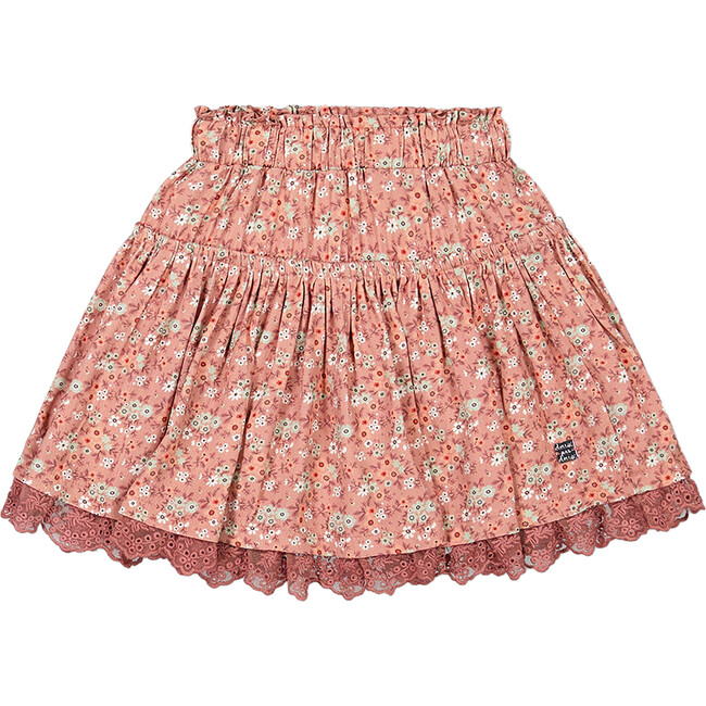 Floral Print Woven Skirt, Dusty Mauve