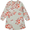 Floral Print Long Sleeve Fleece Dress, Sage Green - Dresses - 1 - thumbnail