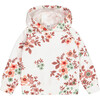 Floral Print Fleece Hoodie, Off-White - Sweatshirts - 1 - thumbnail