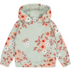 Floral Print Fleece Hoodie, Sage Green - Sweatshirts - 1 - thumbnail