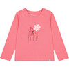 Floral Print Embroidered Long Sleeve T-Shirt, Coral - T-Shirts - 1 - thumbnail