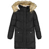 Faux Fur Hooded Puffy Long Coat, Black - Jackets - 1 - thumbnail