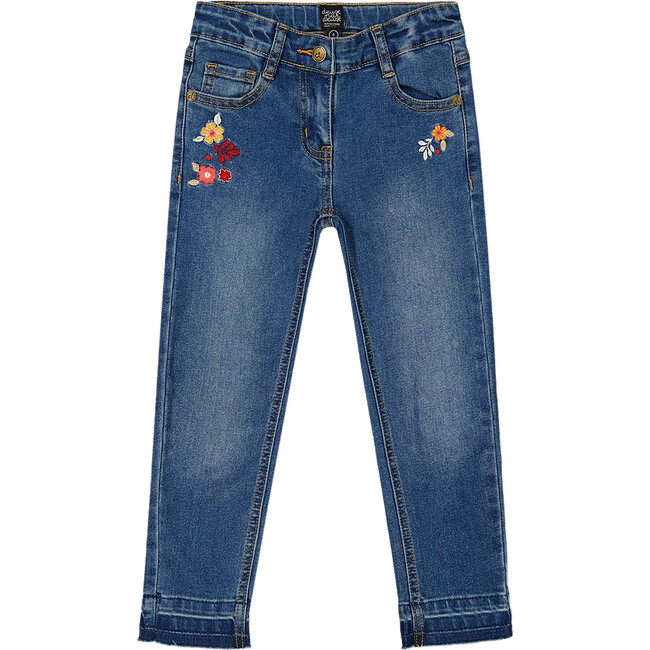 Embroidered Denim Jeans, Dark Blue - Deux par Deux Pants