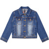 Embroidered Denim Jacket, Dark Blue - Jackets - 1 - thumbnail