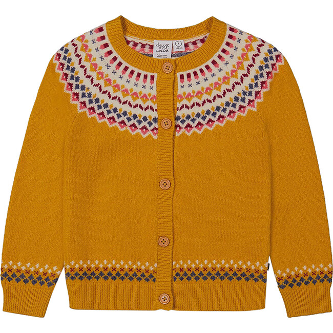Icelandic Knit Cardigan, Yellow Ochre