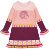 Hedgehog Intarsia Color-Block Knit Sweater Dress, Powder Pink - Dresses - 1 - thumbnail