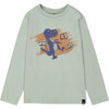 Dino Print Jersey T-Shirt, Sage Green - T-Shirts - 1 - thumbnail