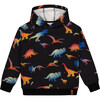 Dino Print Fleece Hoodie, Black Multicolor - Sweatshirts - 1 - thumbnail