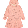 Deer Print Hooded French Terry Dress, Salmon Pink - Dresses - 1 - thumbnail