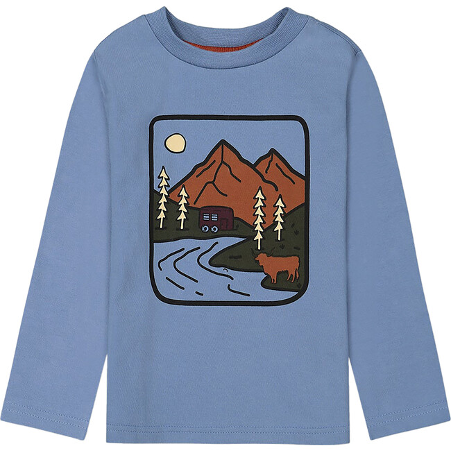 Cool Mountain Print Jersey T-Shirt, Antique Blue