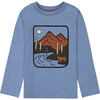 Cool Mountain Print Jersey T-Shirt, Antique Blue - T-Shirts - 1 - thumbnail