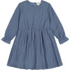 Chiffon Swiss Dot Heart Dress With Pleated Skirt, Old Blue - Dresses - 1 - thumbnail