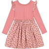 Bi-Material Tulip Print Muslin Dress, Pink - Dresses - 1 - thumbnail