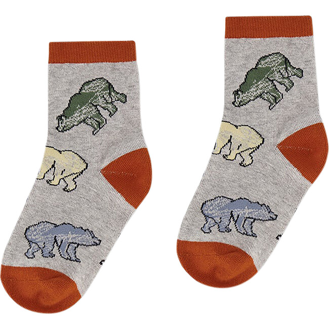 Bear Print Socks, Grey Mix