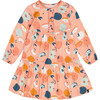 Apple Print Brushed Jersey Long Sleeve Dress, Salmon Pink - Dresses - 1 - thumbnail