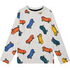 All-Over Skateboard Print Jersey T-Shirt, Oatmeal Mix - T-Shirts - 1 - thumbnail