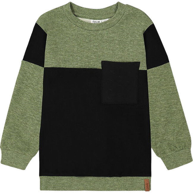 Super Soft Brushed Rib Top, Black & Ivy Green