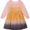 Long Cuffed Sleeve Smock Dress, Pink & Gold Gradient - Dresses - 1 - thumbnail