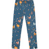 Fawns & Apples Print Brushed Jersey Leggings, Teal Blue - Leggings - 1 - thumbnail