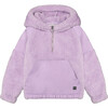 Faux Fur Hooded Kangaroo Pocket Top, Lavender - Sweatshirts - 1 - thumbnail