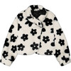 Floral Print Faux Fur Jacket, Off-White & Black - Jackets - 1 - thumbnail