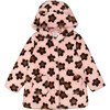 Floral Print Jacquard Faux Fur Hooded Coat, Pink & Brown - Jackets - 1 - thumbnail