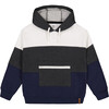 Color-Block Zipper Pocket Hoodie, Grey, Navy & White - Sweatshirts - 1 - thumbnail