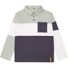 Color-Block Jersey Polo Top, Grey & Sage Green - Polo Shirts - 1 - thumbnail